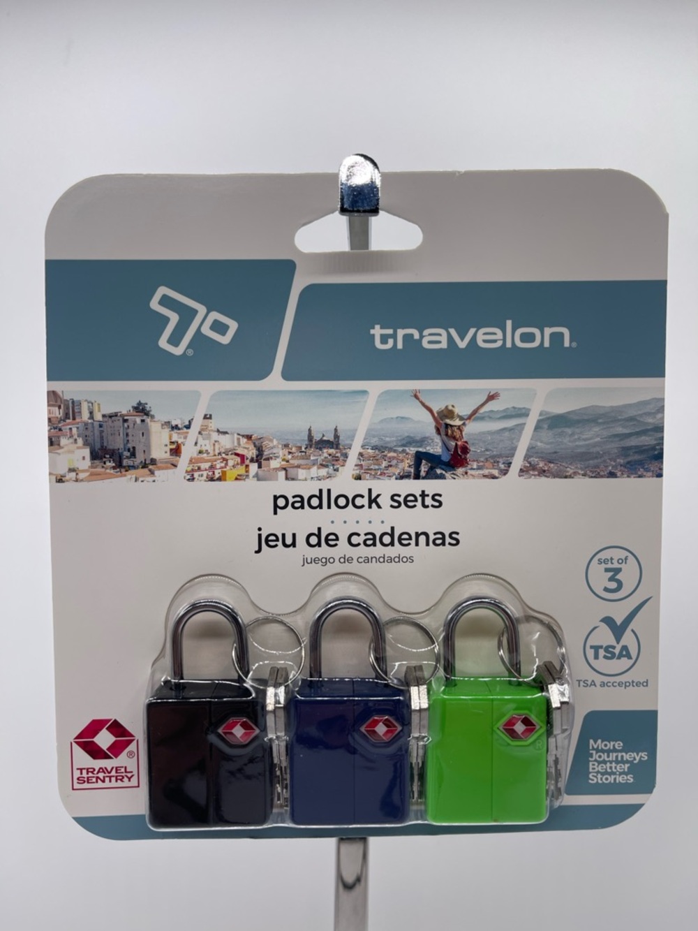 Travelon 3-Pack TSA Padlocks in Black, Blue & Green